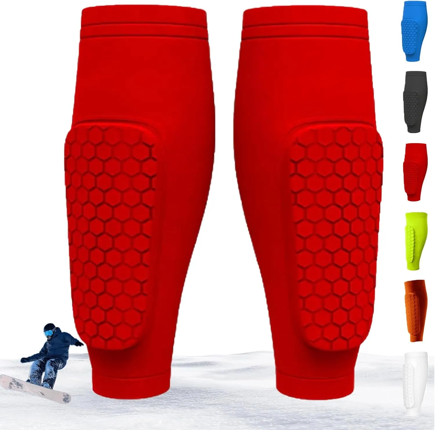Ski Shin Guards, Frost Armours Ski Shields, Shin Defender Shin Guards, Shinbang Protector 2.0, Compression Sleeve with Honeycomb Pads, Breathable Elastic Anti-Collision Leggings for Skiing