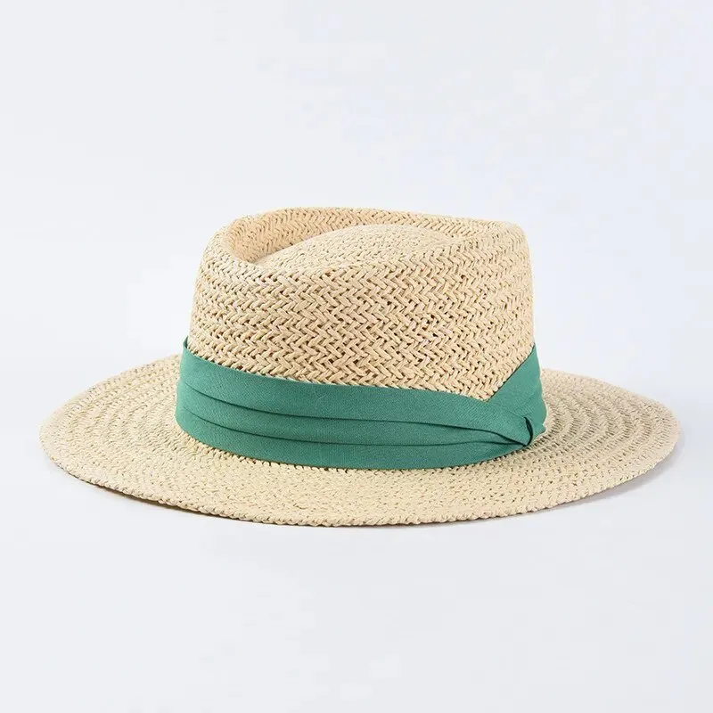 Straw Sun Hat With Colored Ribbon