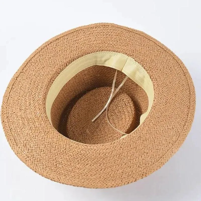 Straw Sun Hat With Colored Ribbon