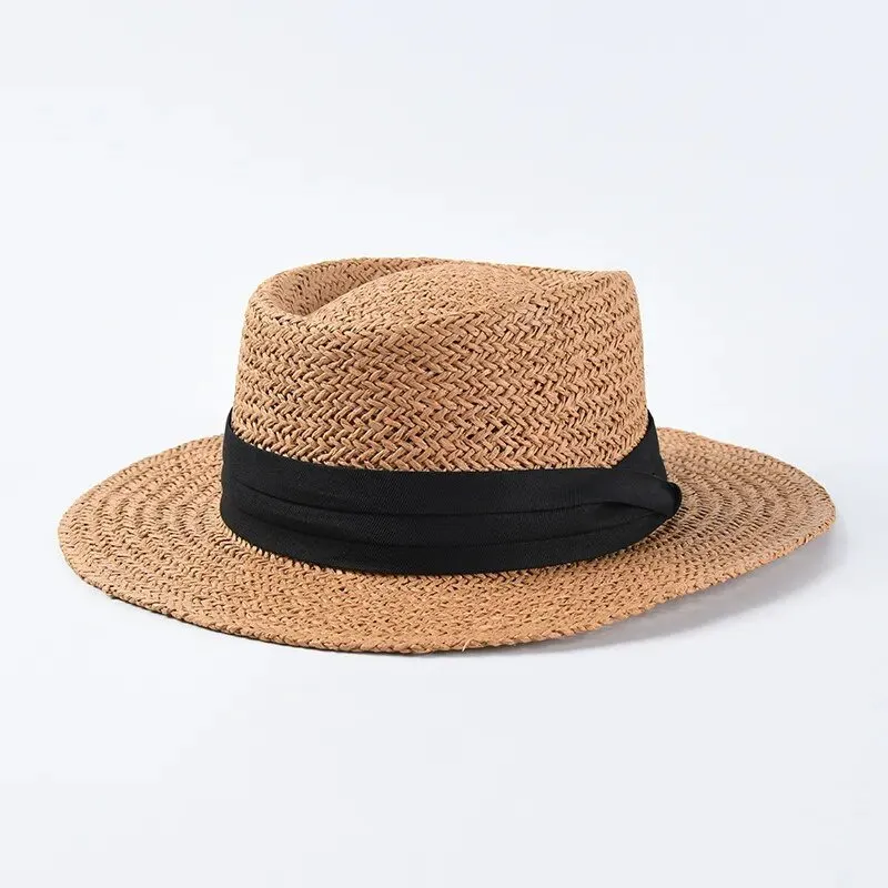 Straw Sun Hat With Colored Ribbon