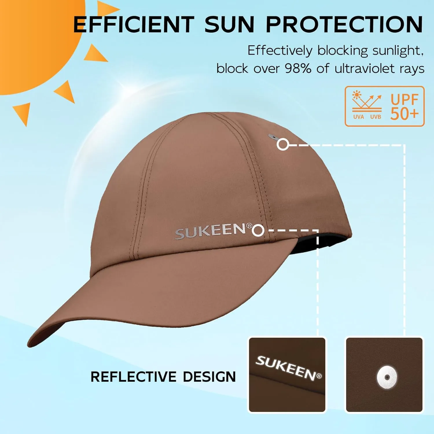 Sukeen Kids Sun Hats for Girls Boys Quick Drying Baseball Cap Lightweight Sun Protection Hat for Outdoor Activity