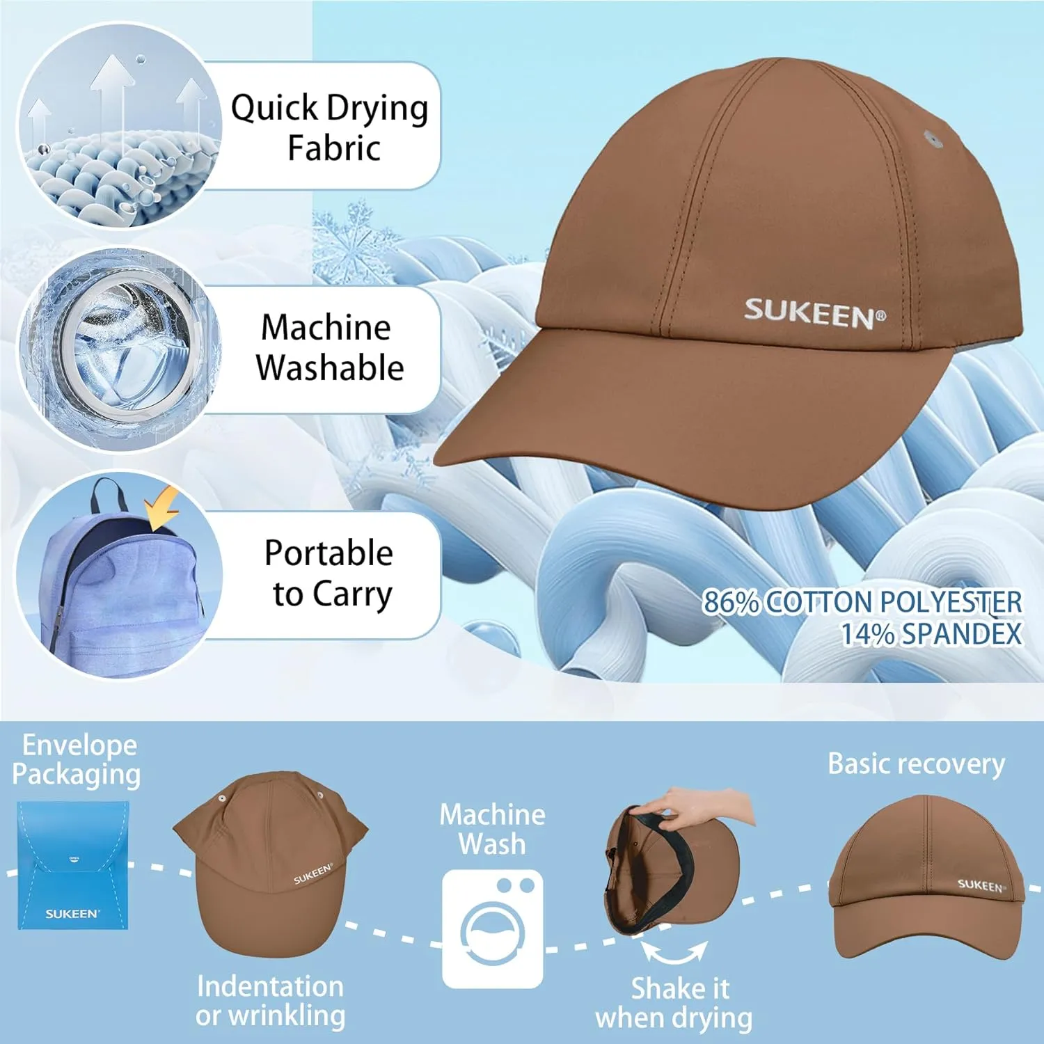Sukeen Kids Sun Hats for Girls Boys Quick Drying Baseball Cap Lightweight Sun Protection Hat for Outdoor Activity