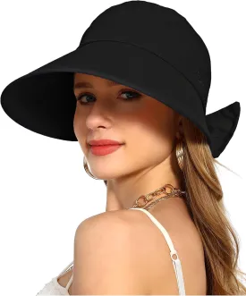 Sun Visor Hat for Women Wide Brim Ponytail Hole UV Protection Summer Cap Packable UPF 50  Travel Outdoor