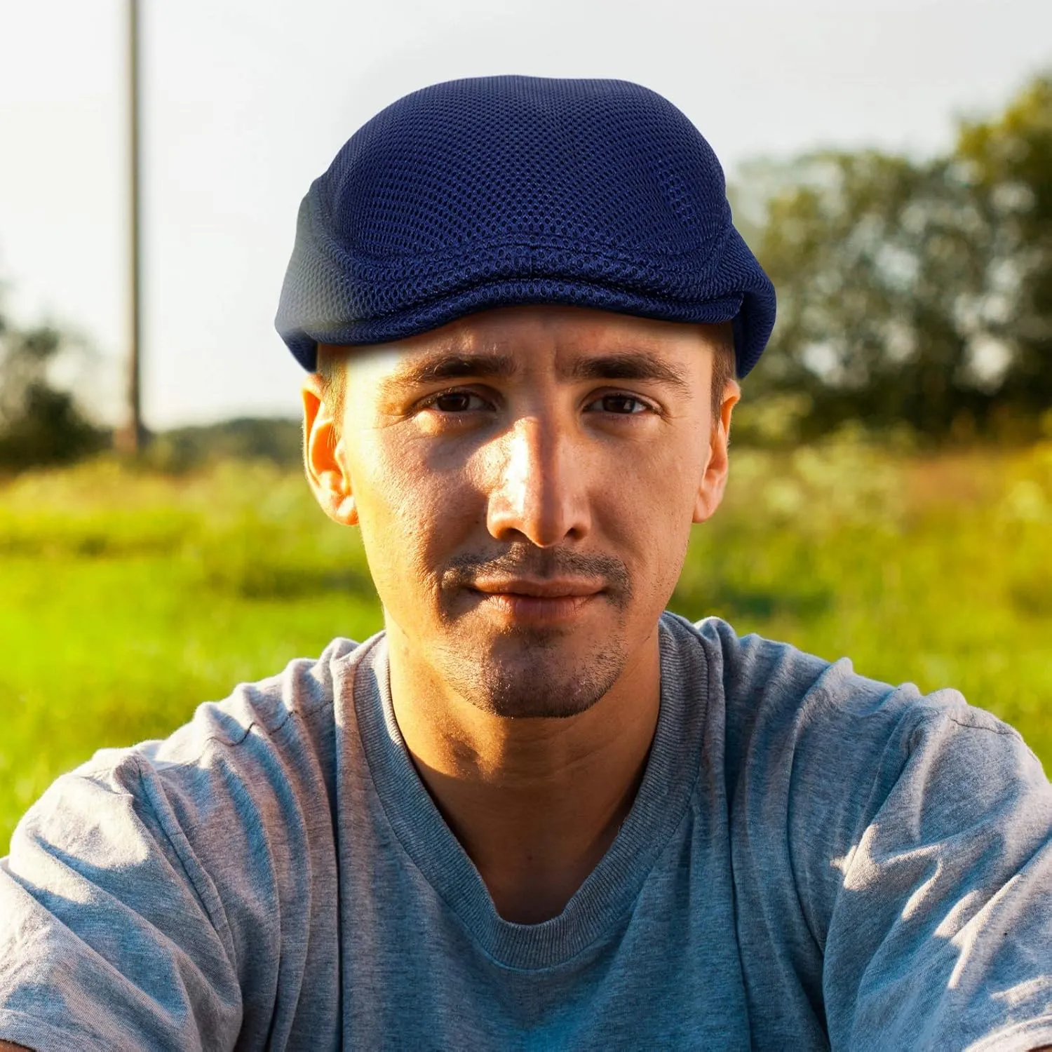 Syhood 3 Pieces Mens Mesh Flat Cap Breathable Summer Newsboy Hat Cabbie Flat Cap