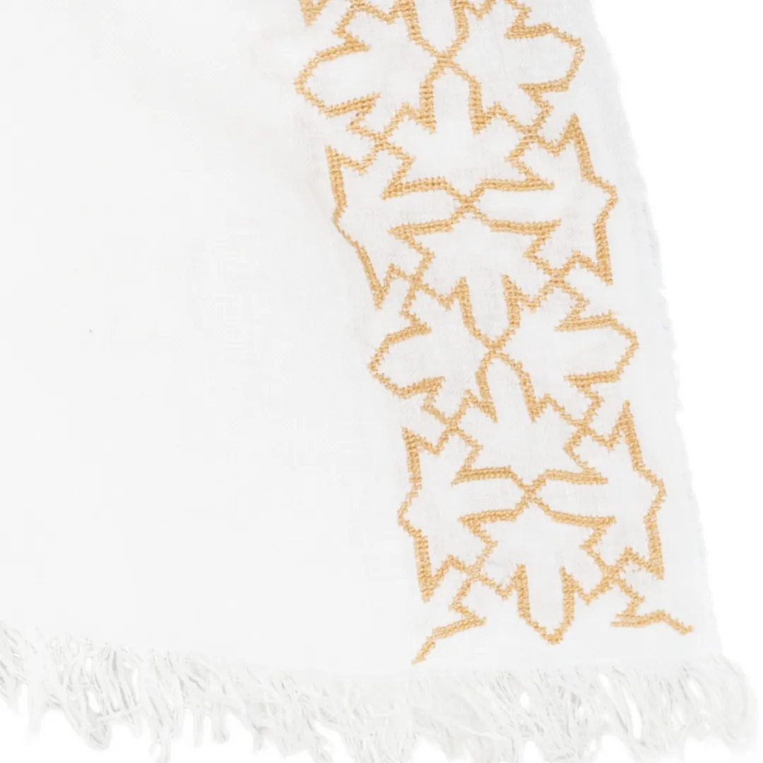 WHITE LINEN SHAWL GOLD SULTAN HAN