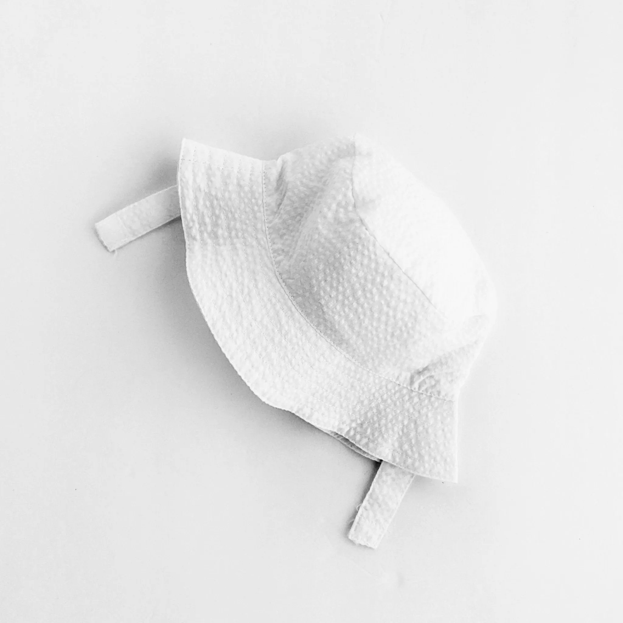 White Seersucker UPF 25  Bucket Hat for Babies and Toddlers