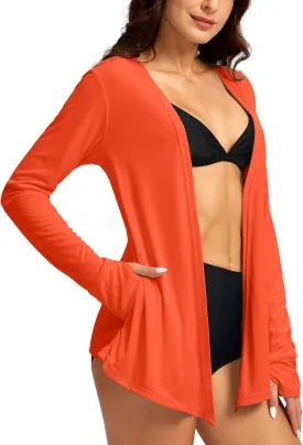 Women's UPF 50  Sun Shirt Long Sleeve UV Sun Protection Shirts Lightweight Cardigan for Women with Pockets SPF Swim Cover Up