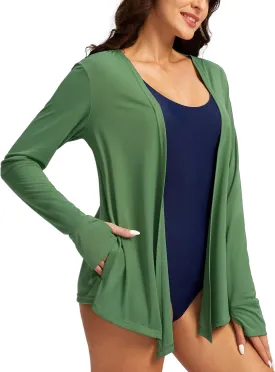 Women's UPF 50  Sun Shirt Long Sleeve UV Sun Protection Shirts Lightweight Cardigan for Women with Pockets SPF Swim Cover Up