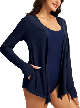 Women's UPF 50  Sun Shirt Long Sleeve UV Sun Protection Shirts Lightweight Cardigan for Women with Pockets SPF Swim Cover Up