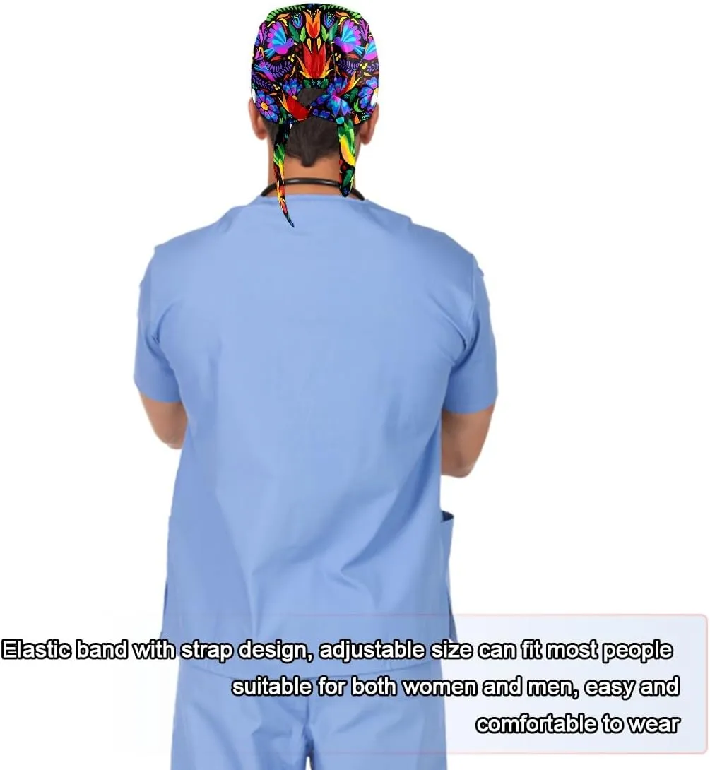 Women's Working Cap Adjustable Tie Back Hat with Button Sweatband Reusable Hats for Men Pink Blue Baby Feet