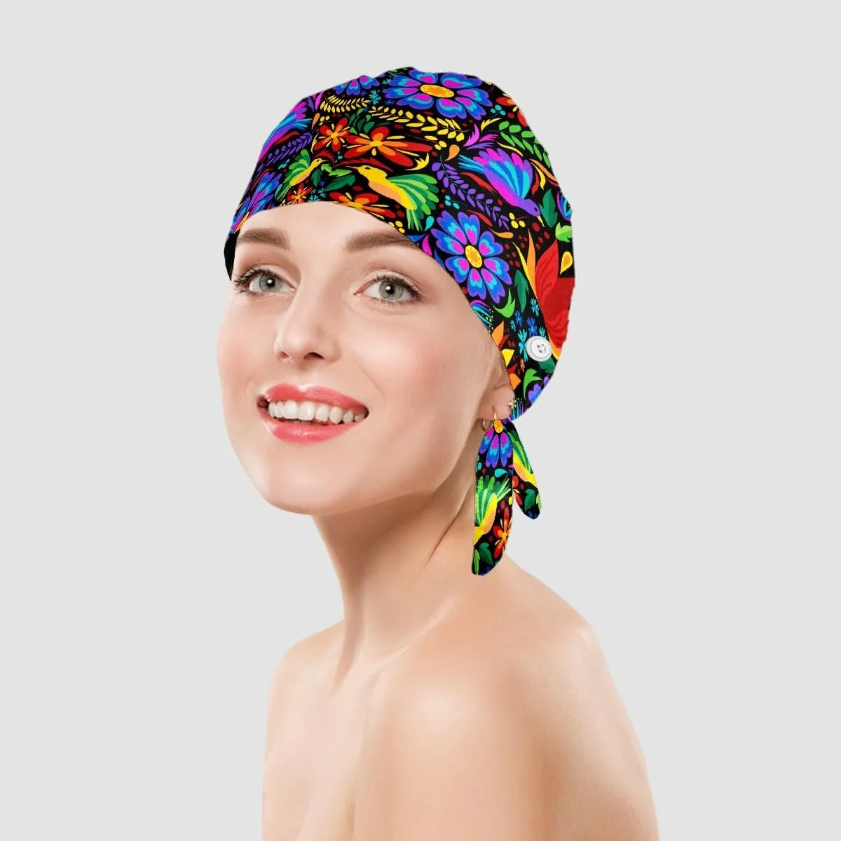 Women's Working Cap Adjustable Tie Back Hat with Button Sweatband Reusable Hats for Men Pink Blue Baby Feet