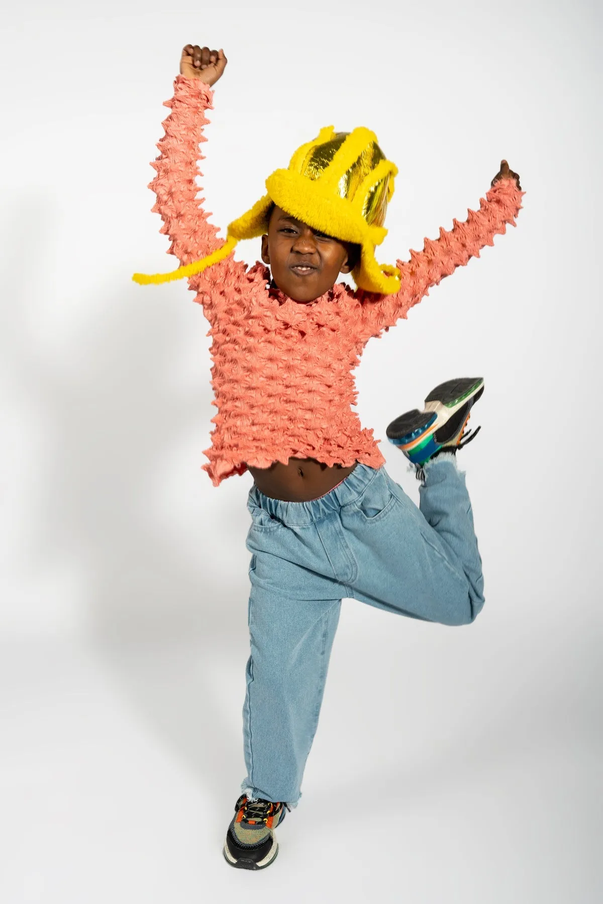 YELLOW SHINY LEATHER EAR COVER HAT