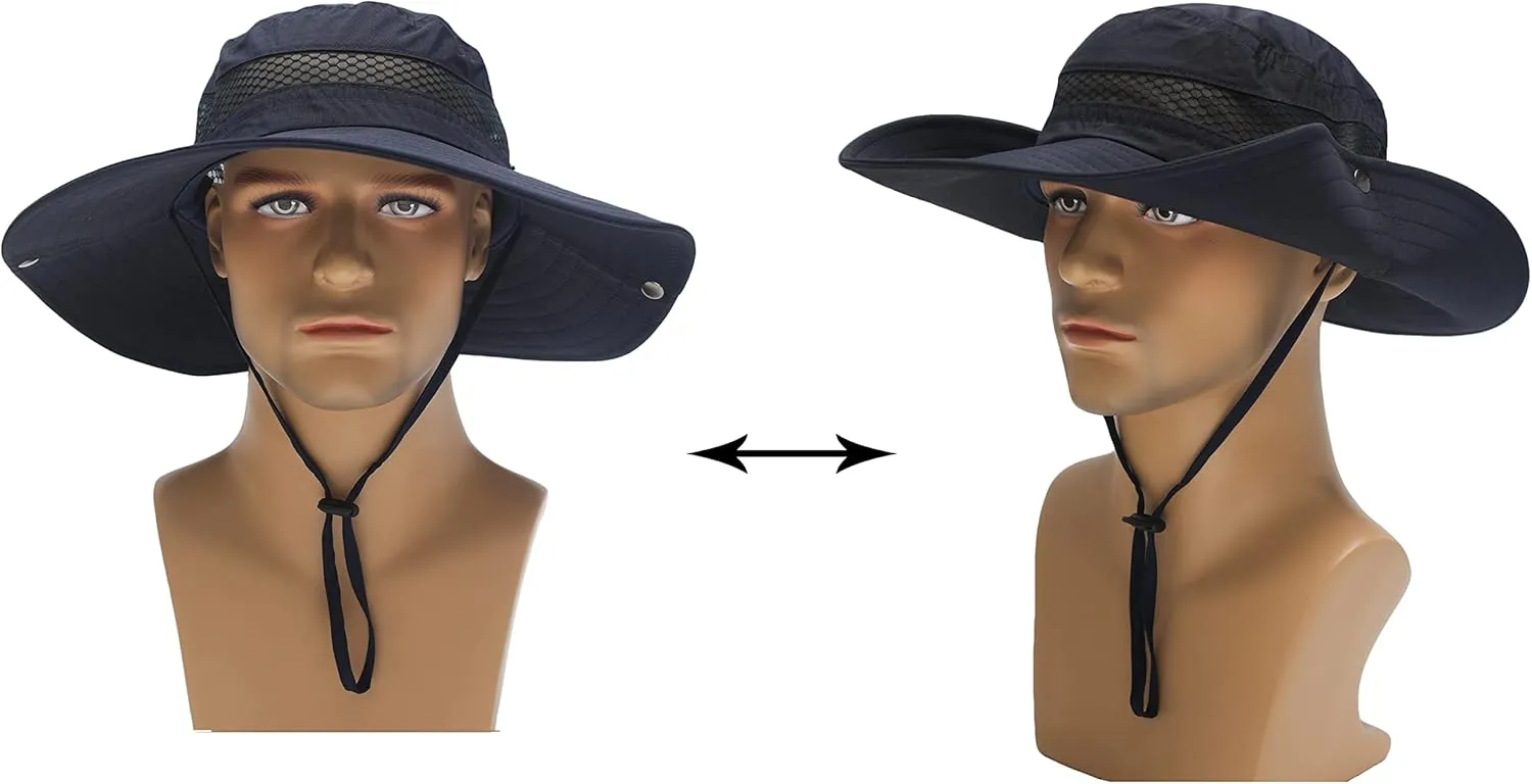 ZLYC Mens Waterproof Camo Sun Hat Wide Brim Packable Outdoor Mesh Fishing Bucket Hats