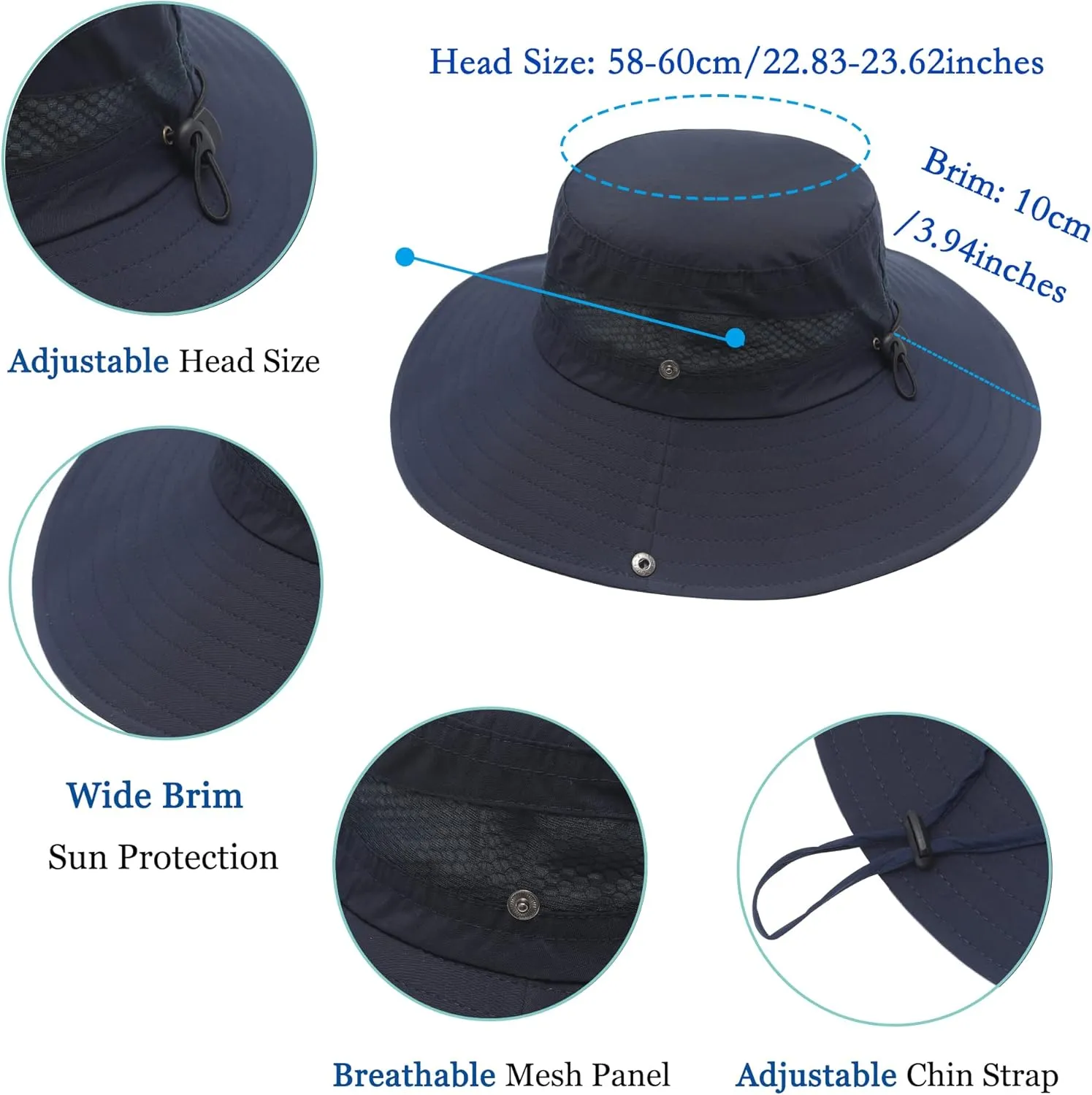 ZLYC Mens Waterproof Camo Sun Hat Wide Brim Packable Outdoor Mesh Fishing Bucket Hats