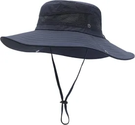 ZLYC Mens Waterproof Camo Sun Hat Wide Brim Packable Outdoor Mesh Fishing Bucket Hats